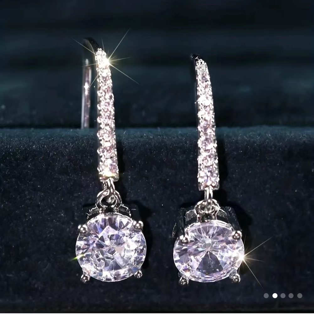 Drop Dangle Hoop Crystal Earring Wedding Anniversary Prom Fine Gift For Women